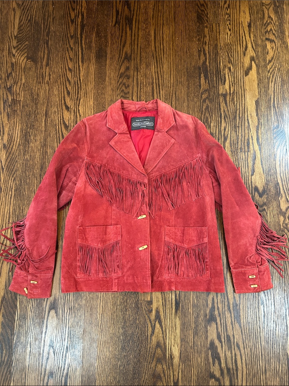 Vintage 90s Suede Leather Fringed Western Jacket